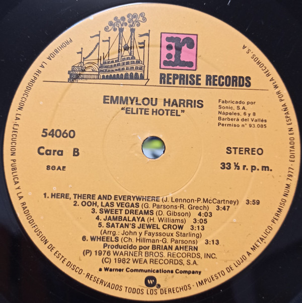Emmylou Harris - Elite Hotel | Reprise Records (54060) - 2