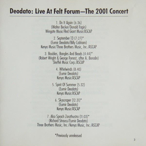 Eumir Deodato - In Concert | CBS Associated Records (ZK 45221) - 4 Eumir Deodato - In Concert | CBS Associated Records (ZK 45221) - 4