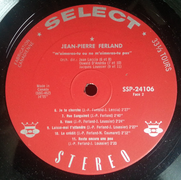 Jean-Pierre Ferland - Vol. 3 [Vinyl] | Select (SSP-24106) - 4