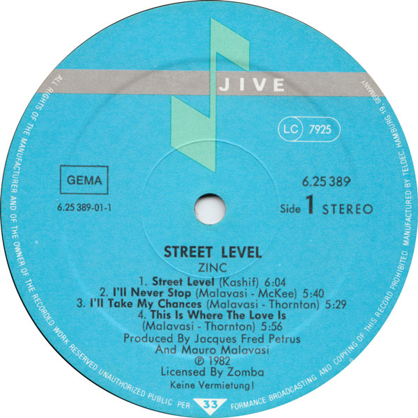 Zinc - Street Level | Jive (6.25389) - 3