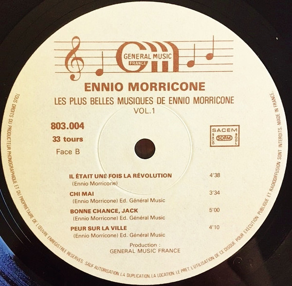 Ennio Morricone - Les Plus Belles Musiques D'Ennio Morricone Vol.1 | Général Music France (803 004) - 4