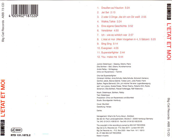 Blumfeld - L'Etat Et Moi | Big Cat (ABB 73 CD) - 2
