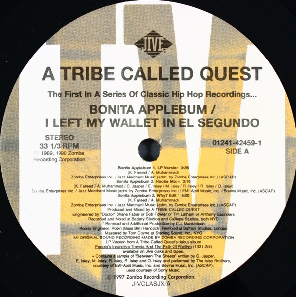 A Tribe Called Quest - Bonita Applebum / I Left My Wallet In El Segundo | Jive (01241-42459-1)