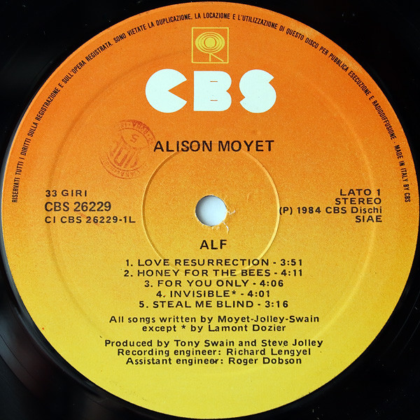 Alison Moyet - Alf | CBS (CBS 26229) - 2 Alison Moyet - Alf | CBS (CBS 26229) - 2