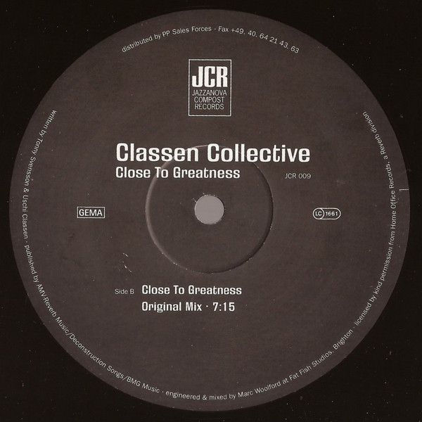Classen Collective - Close To Greatness | Jazzanova Compost Records (JCR) (JCR 009) - 2 Classen Collective - Close To Greatness | Jazzanova Compost Records (JCR) (JCR 009) - 2