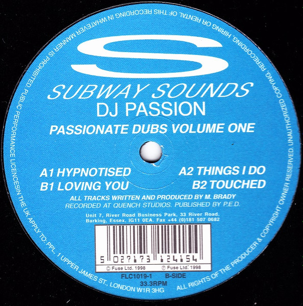DJ Passion - Passionate Dubs Volume One | Subway Sounds (FLC1019-1)