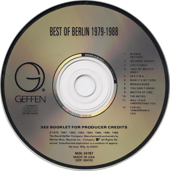 Berlin - Best Of Berlin 1979 - 1988 | Geffen Records (M2G 24187) - 3 Berlin - Best Of Berlin 1979 - 1988 | Geffen Records (M2G 24187) - 3