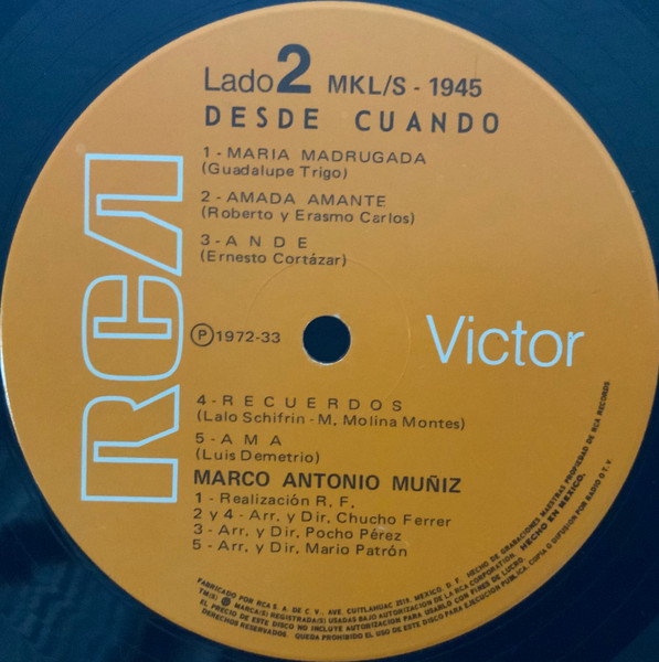 Marco Antonio Muñiz - Desde Cuando | RCA Victor (MKL/S-1945) - 3 Marco Antonio Muñiz - Desde Cuando | RCA Victor (MKL/S-1945) - 3