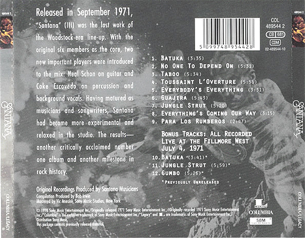 Santana - Santana III | Columbia (COL 489544 2)
