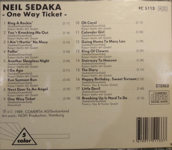 Neil Sedaka - One Way Ticket | 5 Color (FC 5113) - 4