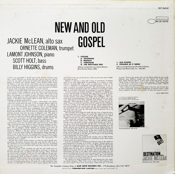 Jackie McLean - New And Old Gospel | Blue Note (BNJ-71050) - 3
