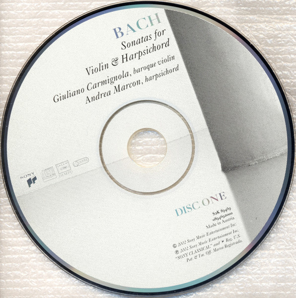 Johann Sebastian Bach , Giuliano Carmignola , Andrea Marcon - Sonatas For Violin & Harpsichord | Sony Classical (S2K 89469) - 3
