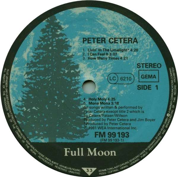 Peter Cetera - Peter Cetera | Full Moon (FM K 99 193) - 3 Peter Cetera - Peter Cetera | Full Moon (FM K 99 193) - 3