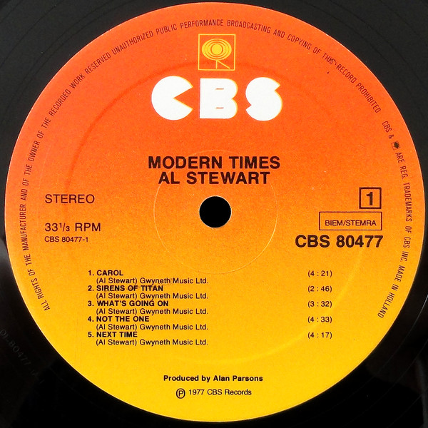 Al Stewart - Modern Times | CBS (CBS 80477) - 3 Al Stewart - Modern Times | CBS (CBS 80477) - 3