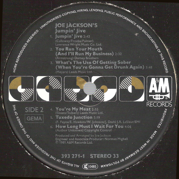 Joe Jackson - Joe Jackson's Jumpin' Jive | A&M Records (393 271-1) - 4 Joe Jackson - Joe Jackson's Jumpin' Jive | A&M Records (393 271-1) - 4