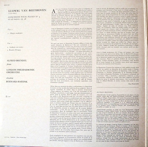 Ludwig van Beethoven - Alfred Brendel , London Philharmonic Orchestra , Bernard Haitink - Concerto Pour Piano N°4 | Philips (9500 254) - 2
