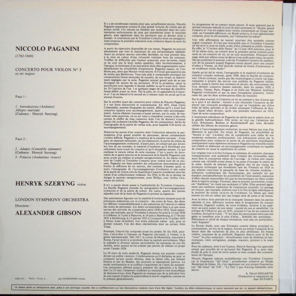 Niccolò Paganini - Henryk Szeryng , London Symphony Orchestra : Alexander Gibson - Concerto Per Violino N. 3 (Premier Enregistrement Mondial) | Philips (6500 175) - 2 Niccolò Paganini - Henryk Szeryng , London Symphony Orchestra : Alexander Gibson - Concerto Per Violino N. 3 (Premier Enregistrement Mondial) | Philips (6500 175) - 2