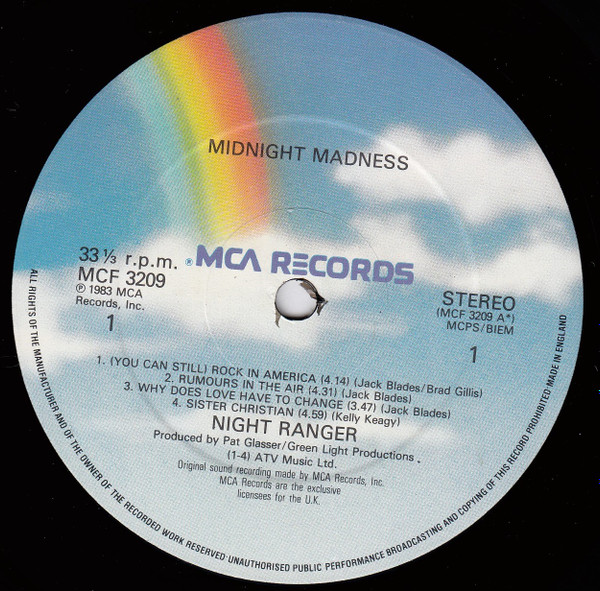 Night Ranger - Midnight Madness | MCA Records (MCF 3209) - 3