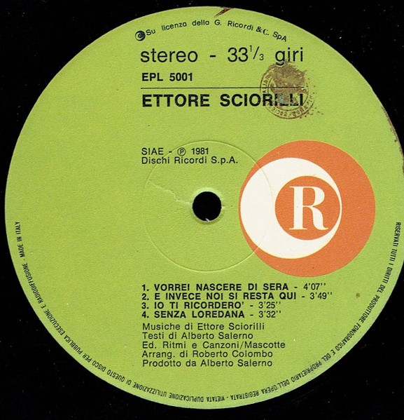 Ettore Sciorilli - Ettore Sciorilli | Ricordi (EPL 5001) - 3 Ettore Sciorilli - Ettore Sciorilli | Ricordi (EPL 5001) - 3