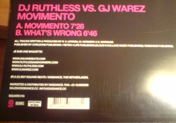 DJ Ruthless vs. GJ Warez - Movimento | Square Beats (SQUARE 016) - 2