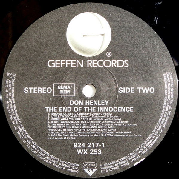 Don Henley - The End Of The Innocence | Geffen Records (924 217-1) - 4