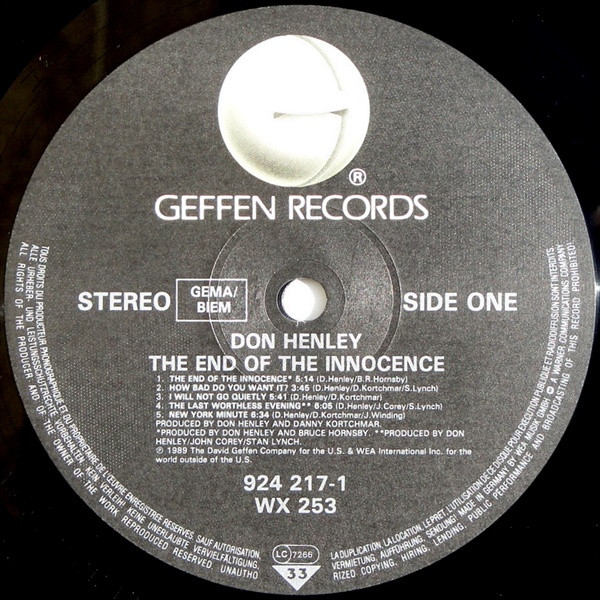 Don Henley - The End Of The Innocence | Geffen Records (924 217-1) - 3