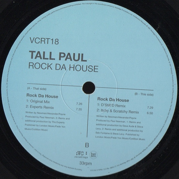 Tall Paul - Rock Da House | VC Recordings (VCRT18) - 2