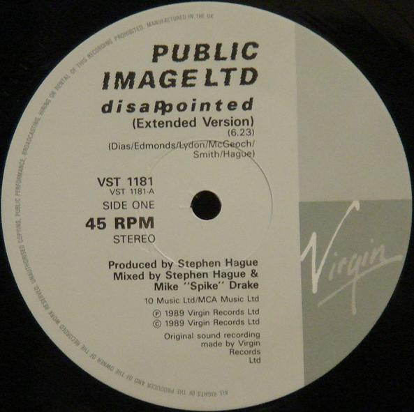 Public Image Limited - Disappointed | Virgin (VST 1181) - 3