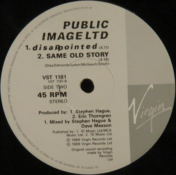 Public Image Limited - Disappointed | Virgin (VST 1181) - 4