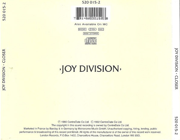 Joy Division - Closer | London Records (520 015-2) - 2