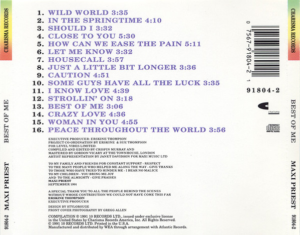 Maxi Priest - Best Of Me | Charisma (91804-2) - 2 Maxi Priest - Best Of Me | Charisma (91804-2) - 2