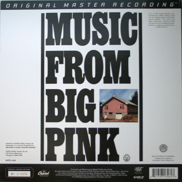 The Band - Music From Big Pink - MOFI - LP - No780 | Mobile Fidelity Sound Lab (MFSL 1-346) - 3 The Band - Music From Big Pink - MOFI - LP - No780 | Mobile Fidelity Sound Lab (MFSL 1-346) - 3