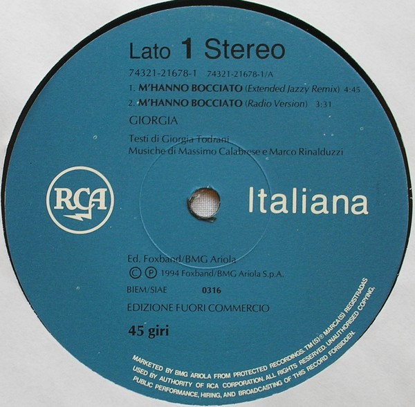 Giorgia - M'Hanno Bocciato (Remix) | RCA Italiana (74321-21678-1) - main Giorgia - M'Hanno Bocciato (Remix) | RCA Italiana (74321-21678-1) - main