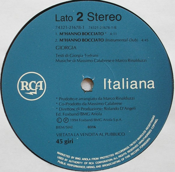 Giorgia - M'Hanno Bocciato (Remix) | RCA Italiana (74321-21678-1) - 2 Giorgia - M'Hanno Bocciato (Remix) | RCA Italiana (74321-21678-1) - 2