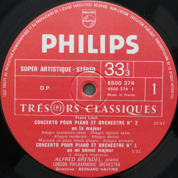 Franz Liszt : Alfred Brendel , London Philharmonic Orchestra , Bernard Haitink - Concertos Pour Piano N°1 Et 2 Et "Danse Macabre" | Philips (6500 374) - 4 Franz Liszt : Alfred Brendel , London Philharmonic Orchestra , Bernard Haitink - Concertos Pour Piano N°1 Et 2 Et "Danse Macabre" | Philips (6500 374) - 4
