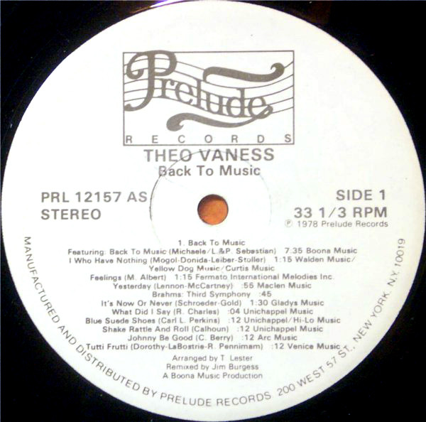 Theo Vaness - Back To Music | Prelude Records (PRL 12157) - 3 Theo Vaness - Back To Music | Prelude Records (PRL 12157) - 3