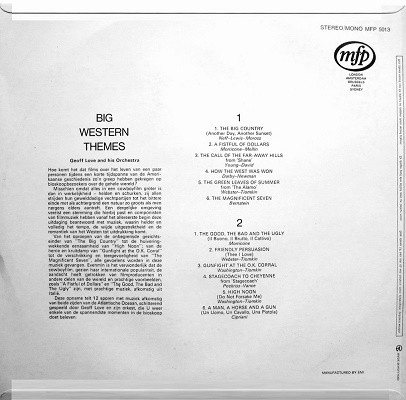 Geoff Love & His Orchestra - Big Western Movie Themes | Music For Pleasure (MFP 5013-N) - 2