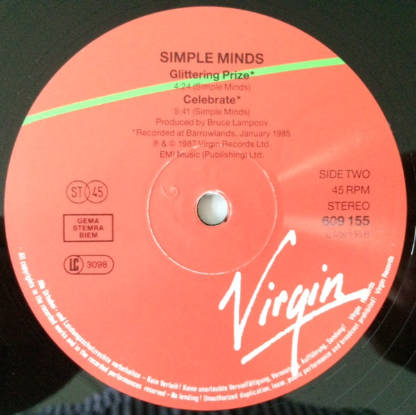 Simple Minds - Promised You A Miracle / Book Of Brilliant Things / Glittering Prize / Celebrate (Simple Minds Live) | Virgin (609 155-213) - 4