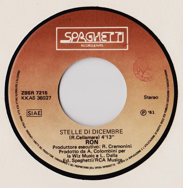 Ron - Al Centro Della Musica / Stelle Di Dicembre | Spaghetti Records (ZBSR 7215) - 4