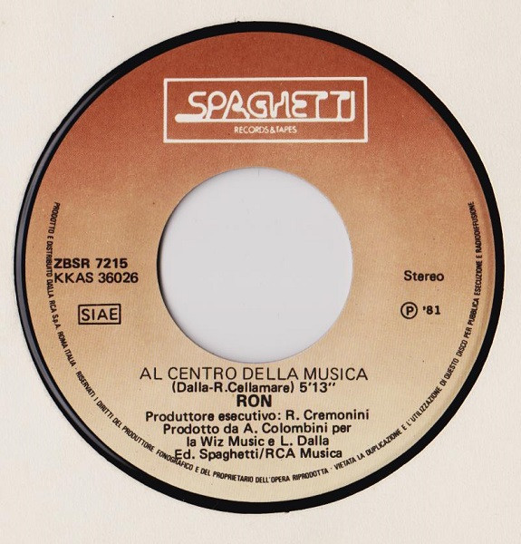 Ron - Al Centro Della Musica / Stelle Di Dicembre | Spaghetti Records (ZBSR 7215) - 3
