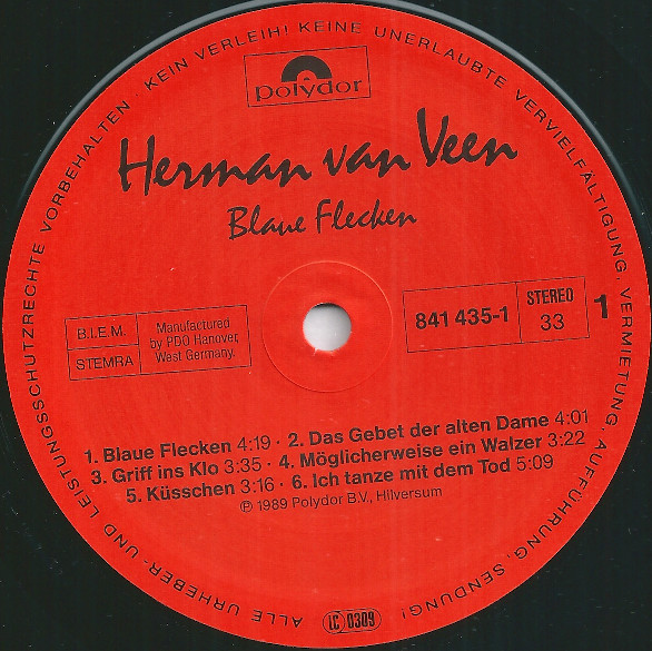 Herman van Veen - Blaue Flecken | Polydor (841 435-1) - 3