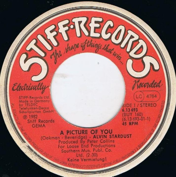 Alvin Stardust - A Picture Of You | Stiff Records (6.13 693) - 3