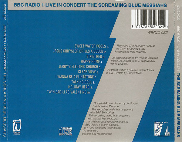 The Screaming Blue Messiahs - BBC Radio 1 Live In Concert | Windsong International (WINCD 022) - 2