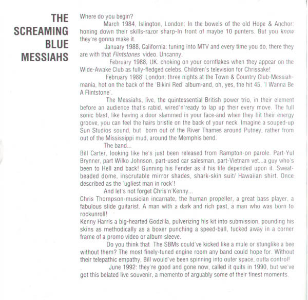 The Screaming Blue Messiahs - BBC Radio 1 Live In Concert | Windsong International (WINCD 022) - 4