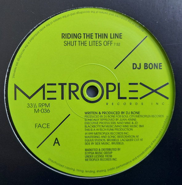 DJ Bone - Riding The Thin Line | Metroplex (M-036) - main