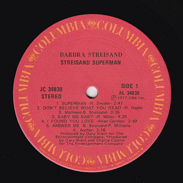 Barbra Streisand - Streisand Superman | Columbia (JC 34830) - 2 Barbra Streisand - Streisand Superman | Columbia (JC 34830) - 2
