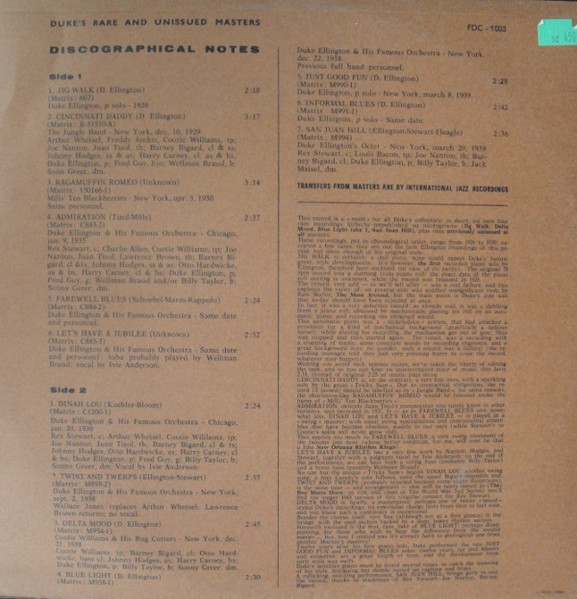 Duke Ellington - Duke's Rare And Unissued Masters | For Discriminate Collector (FDC 1003) - 2 Duke Ellington - Duke's Rare And Unissued Masters | For Discriminate Collector (FDC 1003) - 2