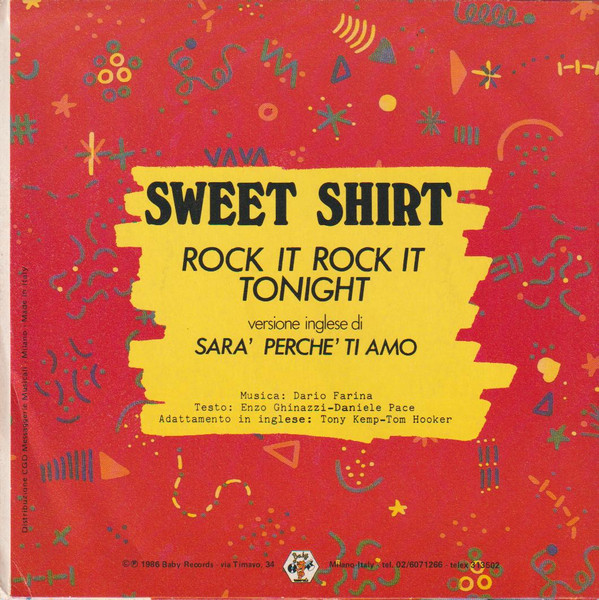 Sweet Shirt - Rock It Rock It Tonight (Sarà Perchè Ti Amo) | Baby Records (BR 50361) - 2 Sweet Shirt - Rock It Rock It Tonight (Sarà Perchè Ti Amo) | Baby Records (BR 50361) - 2