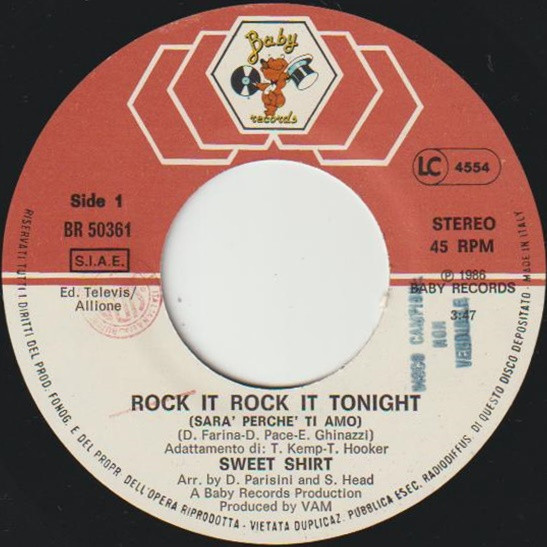 Sweet Shirt - Rock It Rock It Tonight (Sarà Perchè Ti Amo) | Baby Records (BR 50361) - 3 Sweet Shirt - Rock It Rock It Tonight (Sarà Perchè Ti Amo) | Baby Records (BR 50361) - 3