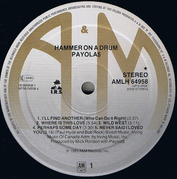 Payola$ - Hammer On A Drum | A&M Records (AMLH 64958) - 3 Payola$ - Hammer On A Drum | A&M Records (AMLH 64958) - 3